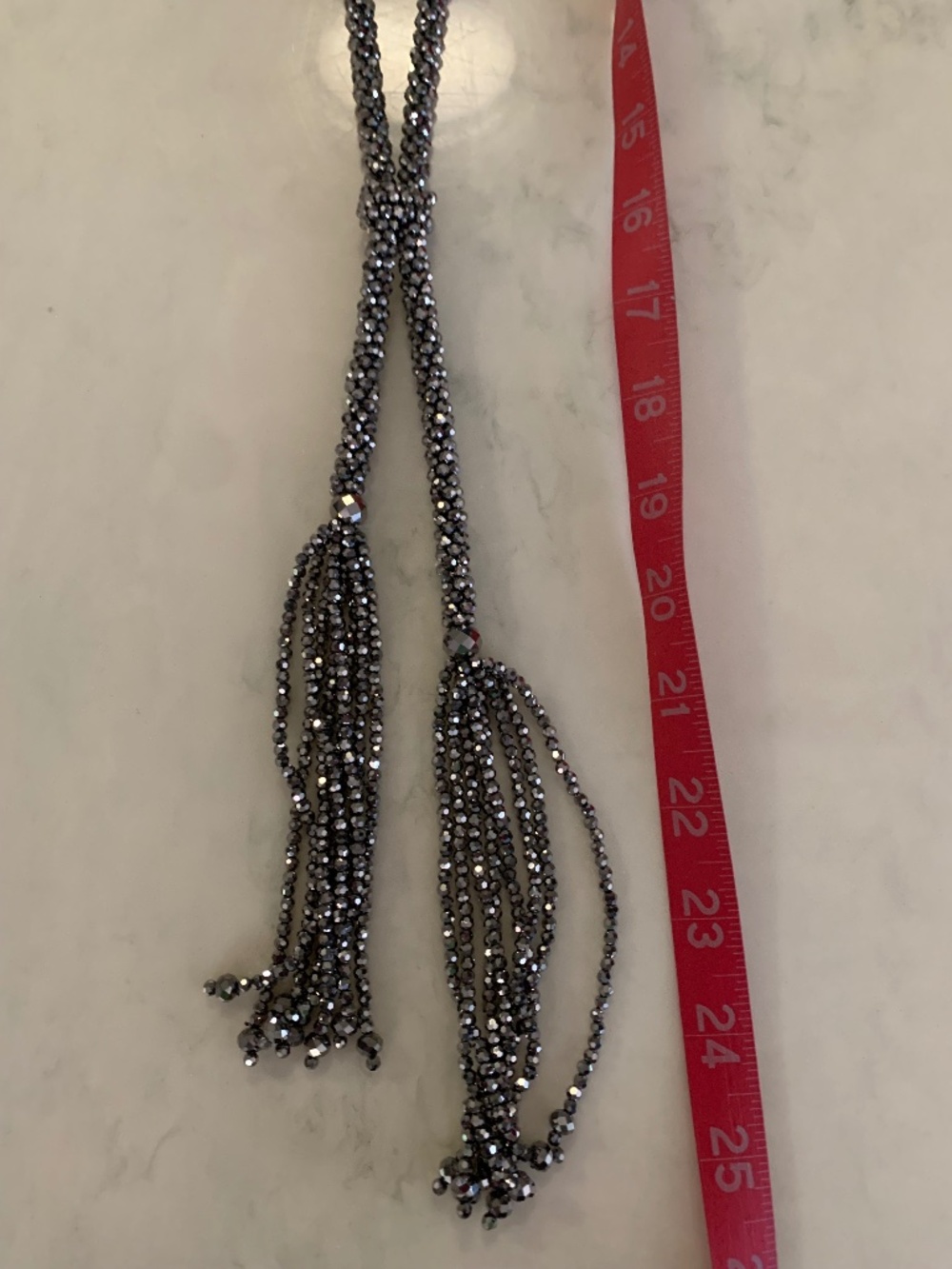 Long WHBM Hematite like stones necklace